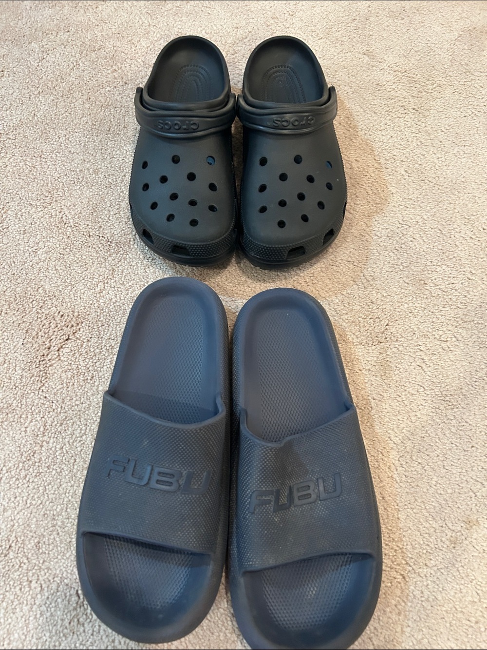 Black Crocs Classic Clog and Navy FUBU Slide Mens  Shoe Set